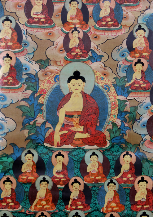 Shakyamuni and other 35 Buddhas Brocade Thangka Painting
