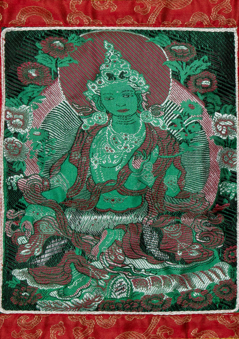 Tara Embroidered Silk Brocade Fabric Thangka