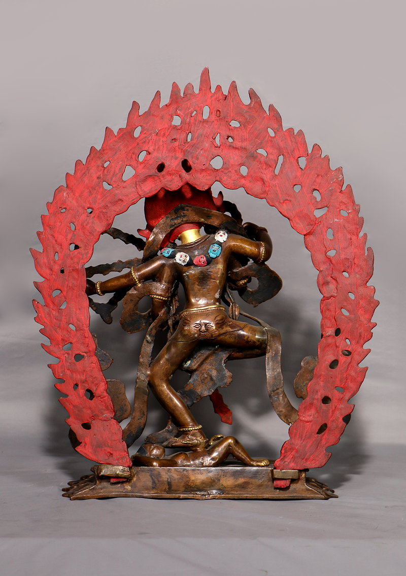 Old Style Gold Gilded Copper  Kurukulla Statue 14.5"H