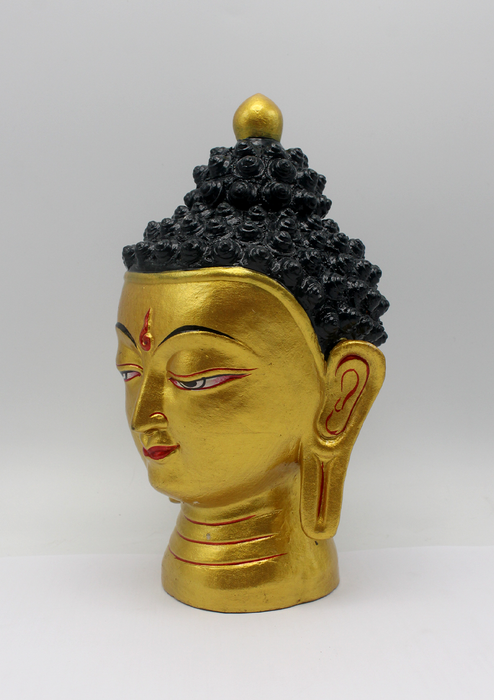 Hand-Painted Clay Buddha Head Medium 8.8" H