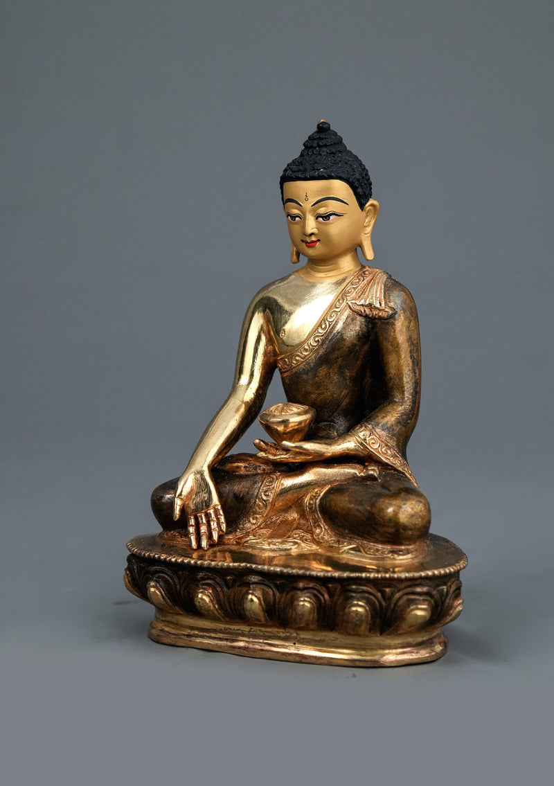 Partly Gold-Plated Ratnasambhva  Buddha Statue 5.5" H | Handmade in Nepal