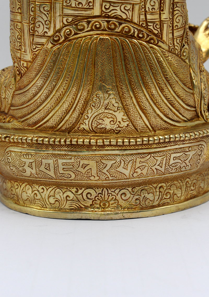 Gold Plated Copper Guru Padmasambhava Statue 8"H