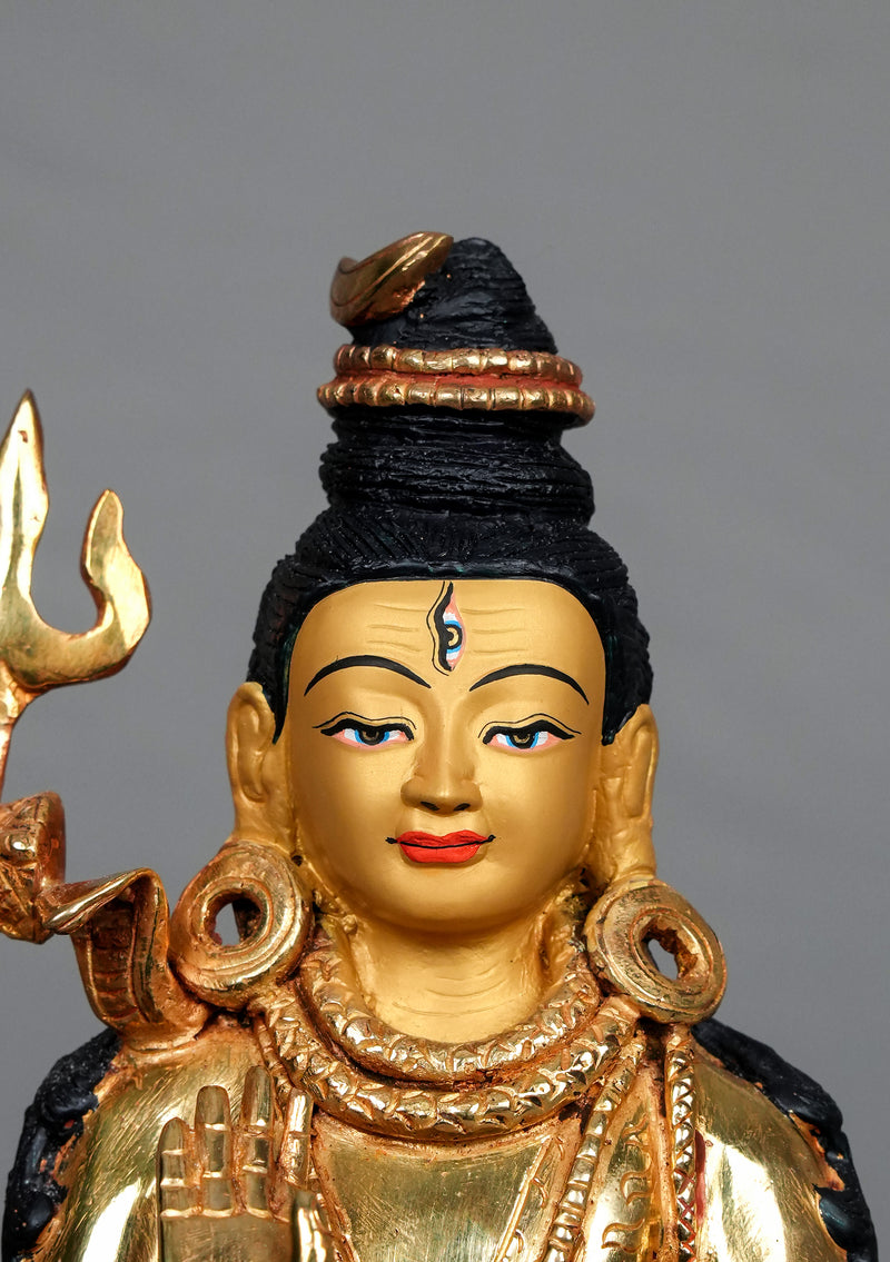 Partly Gold Plated Shiva Statue 8.5"H