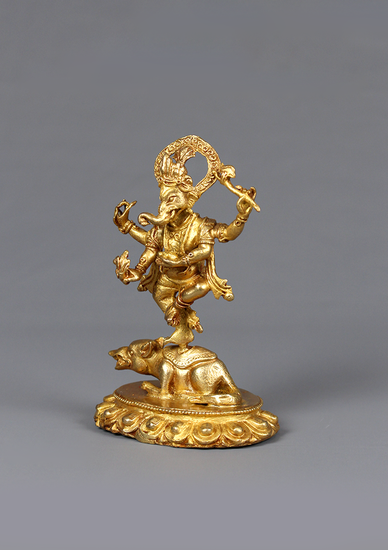 Fully Gold Plated Ganesh Mini Statue 4"H