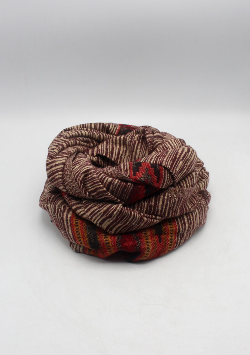 Hand loomed Maroon Darklined Woolen Shawl Nepal- Life Line