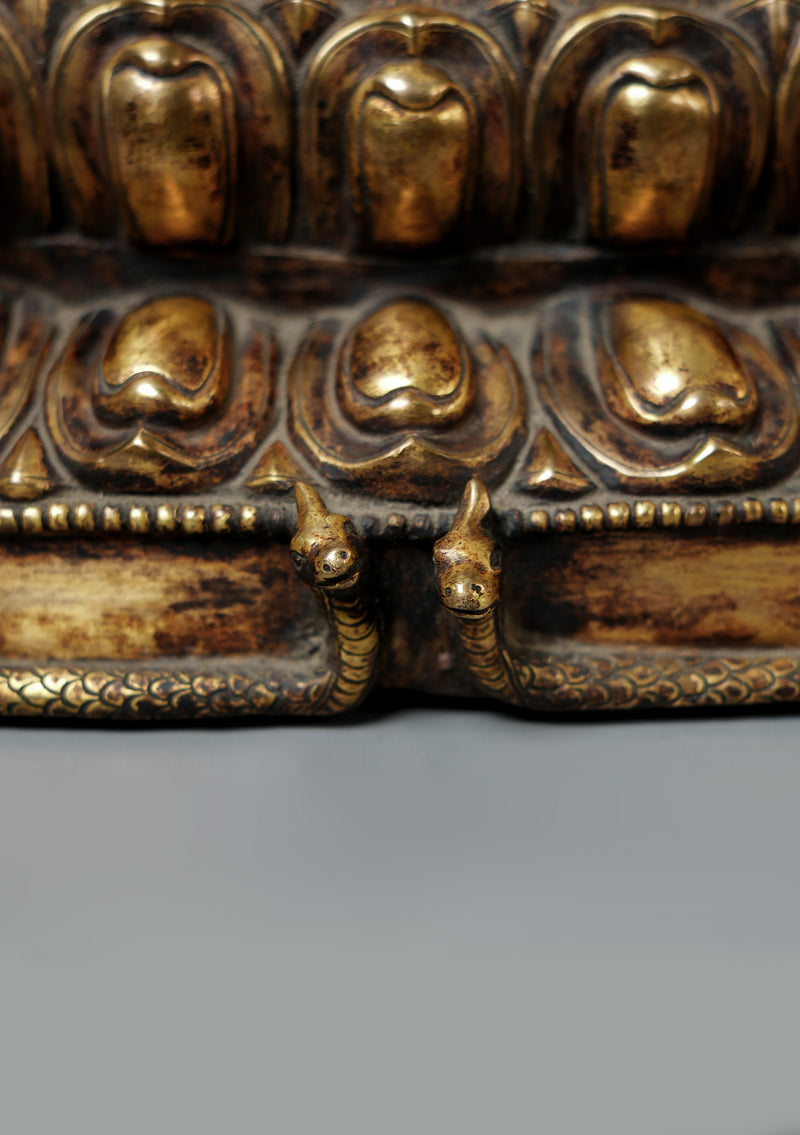 Masterpiece Antique Style Six Armed Mahakala with Ganesh Statue 17" H