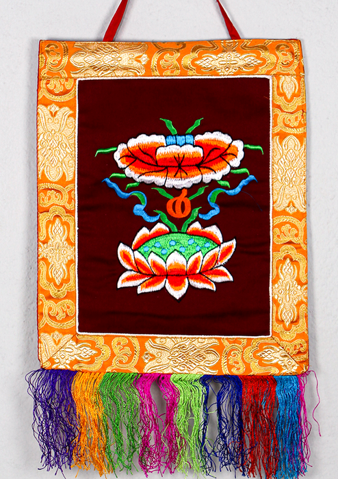 Buddhist Auspicious Symbols Brocade Wall Hanging
