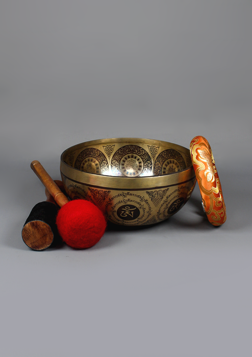 Thangka Painting Green Tara Singing Bowl Orange Travel Bag