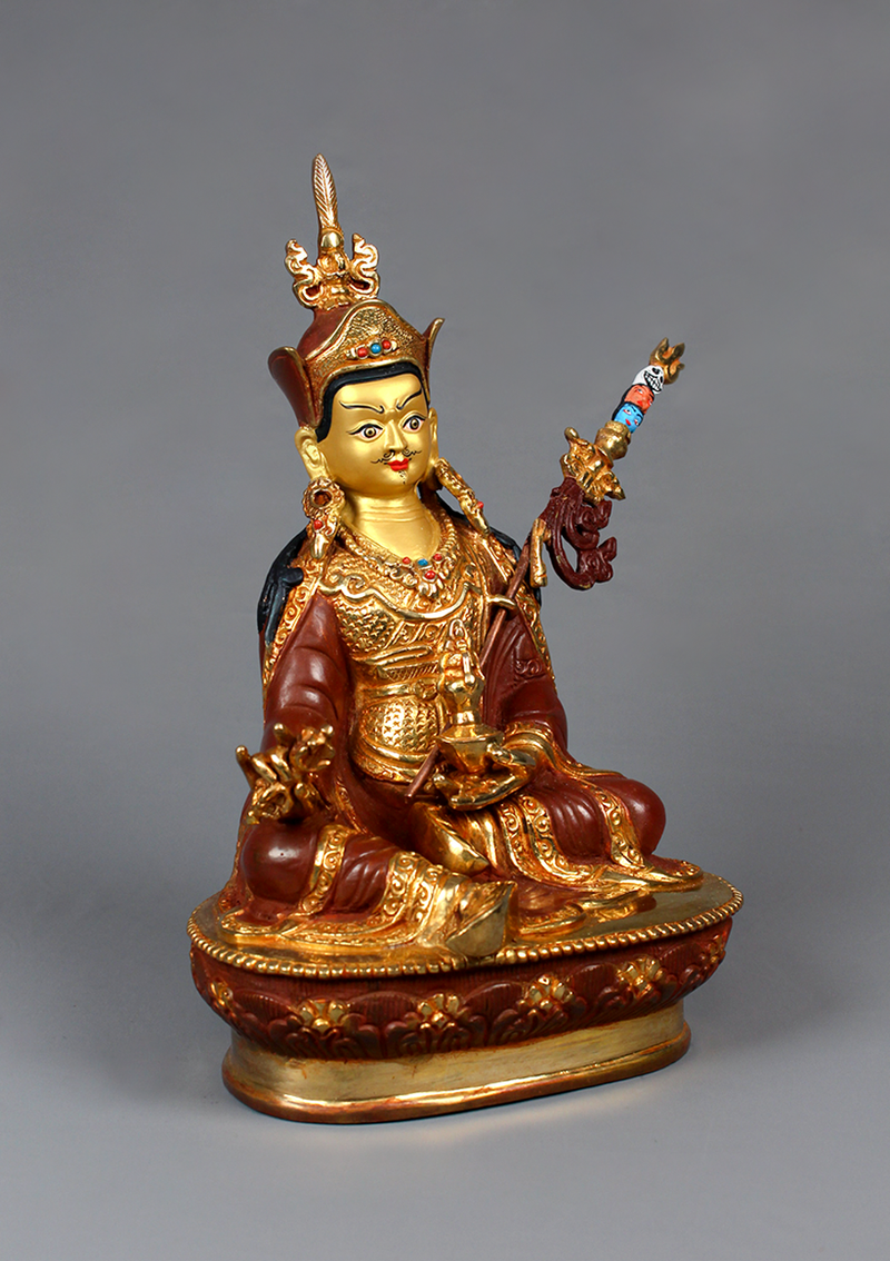 Guru Padmasambhava Partly Gold Plated Rinpoche Statue 8" H