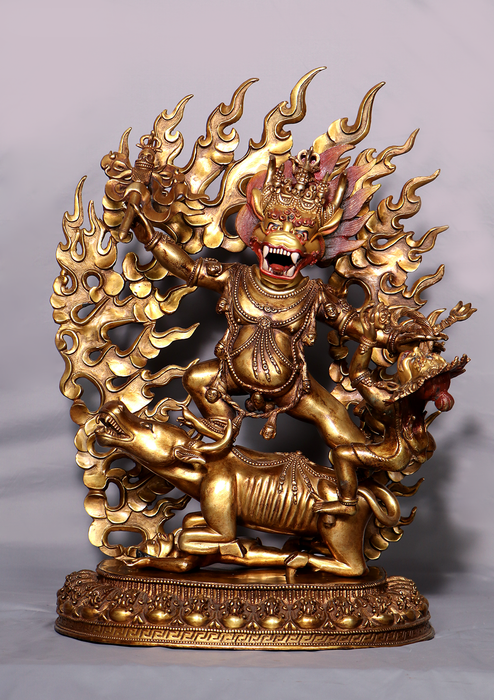 God of Death 24 K Gold Gilded Yamantaka Statue 19"H