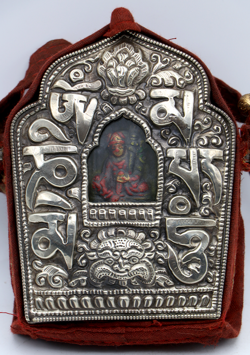 Hand Carved White Metal Guru Rinpoche Ghau Pendant