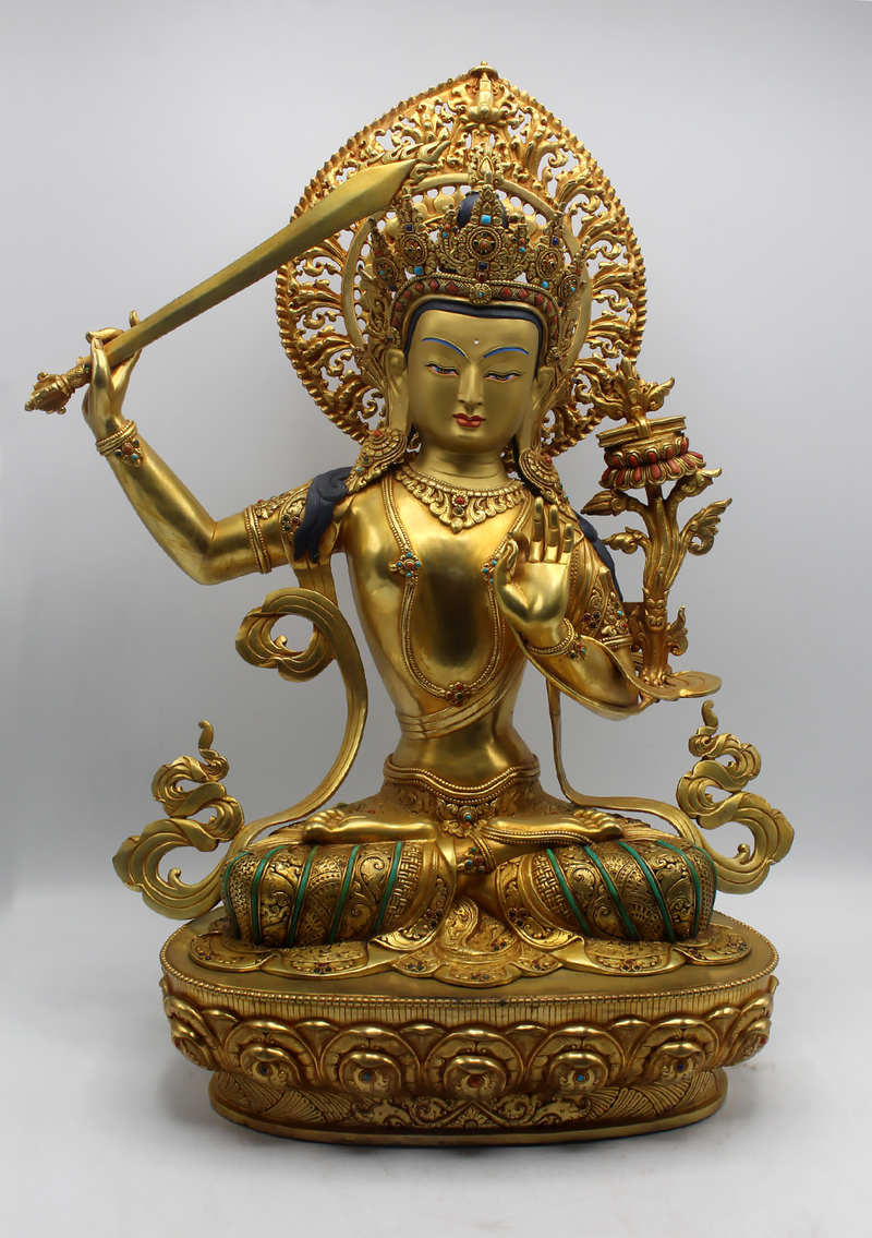 Masterarts 24 K Gold Plated TheManjushree Statue 21"H