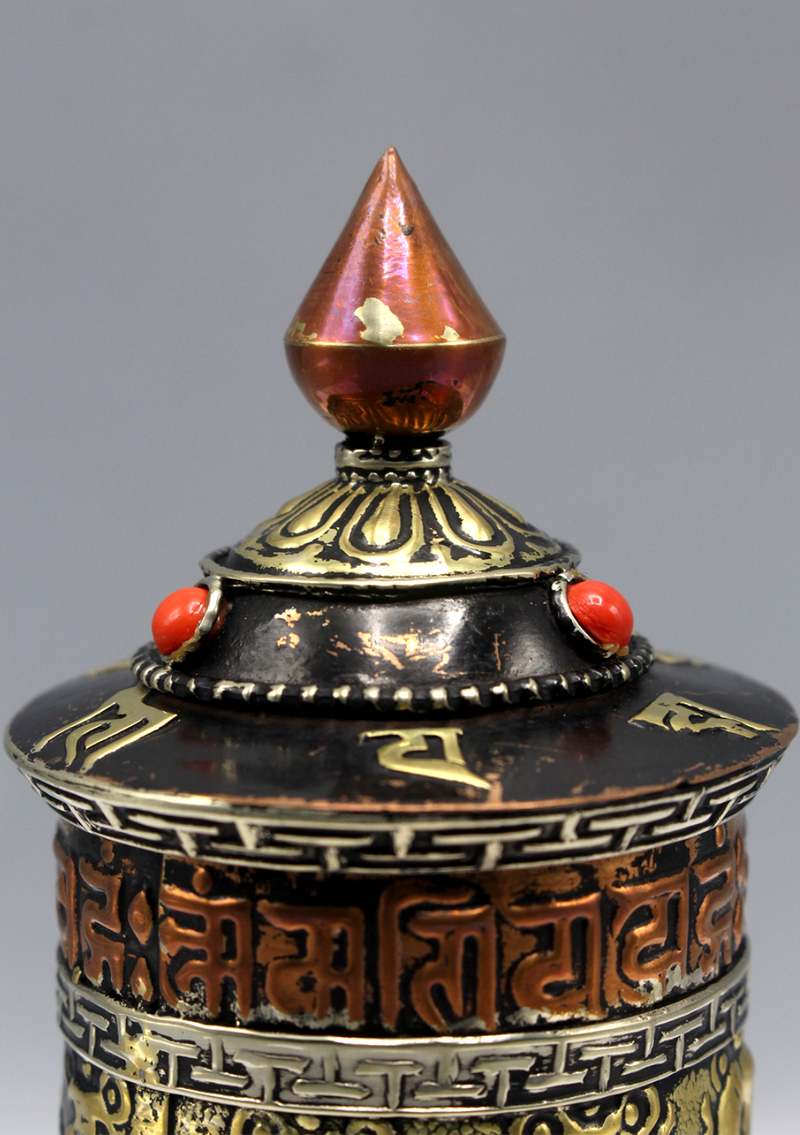 Lucky Symbols Copper Prayer Wheel
