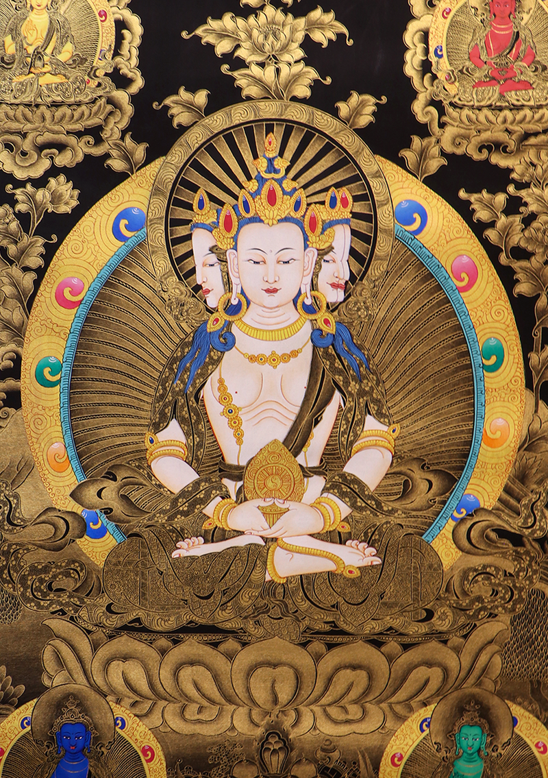 Aparmita  Black and Gold Thangka Painting