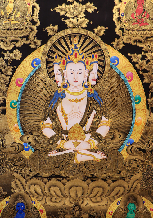 Aparmita  Black and Gold Thangka Painting