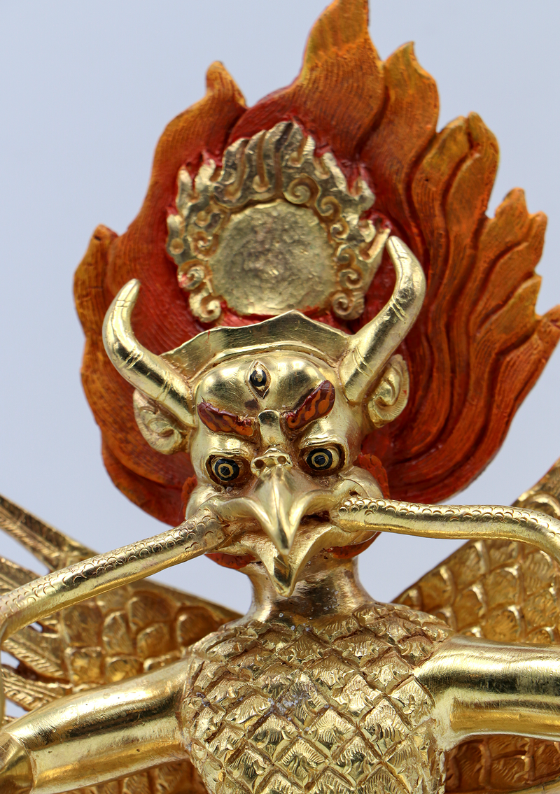 Vainateya 24 K Gold Copper Garuda Statue 8"