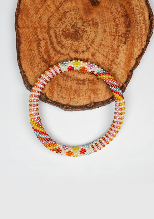 Colorful Stripy Design Nepalese Roll Bead Bracelet Handmade Jewelry