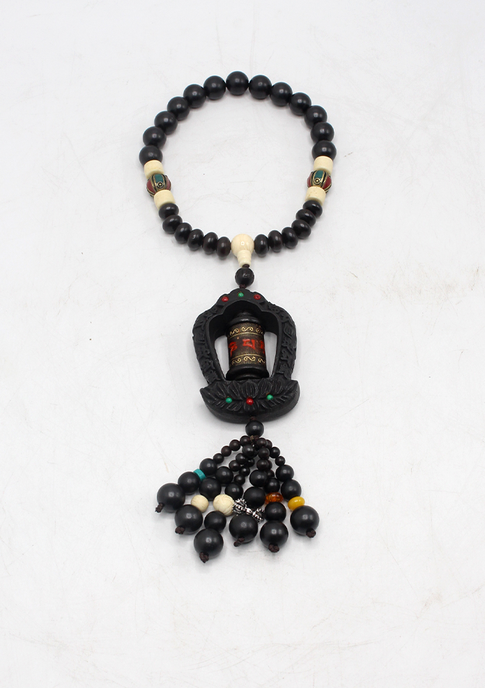 Tibetan Kalachakra Carved Wooden Car Hanging Amulet