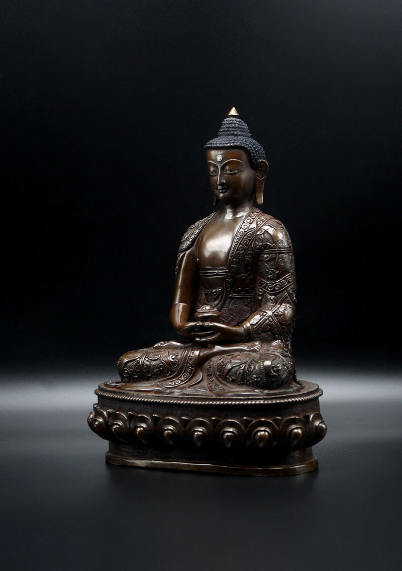 Copper Amitabha Buddha Statue 8.5"H