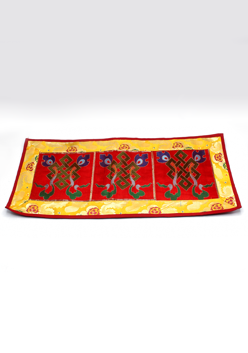 Eternal Knot Yellow Altar Cloth with Red Brocade
