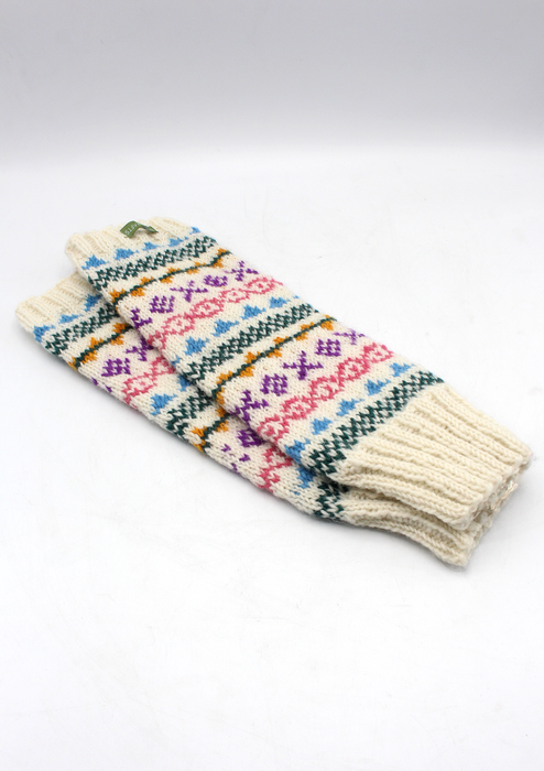 Blue and White Multicolor Pure Wool Legwarmers
