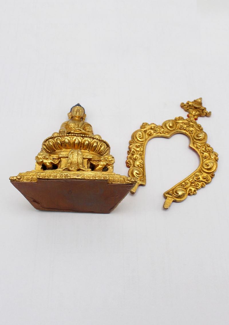 Gold Plated Shakyamuni Buddha Statue with Base 3.9 Inch