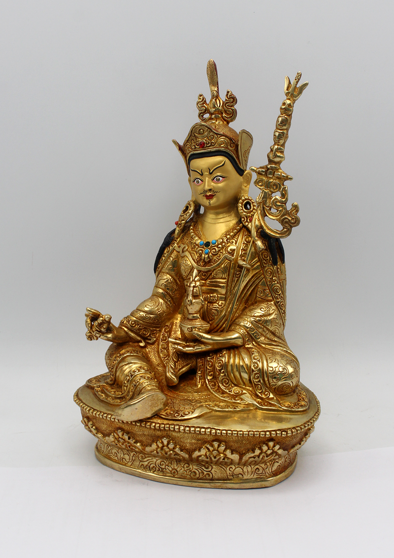 Gold Plated Copper Guru Padmasambhava Statue 8"H