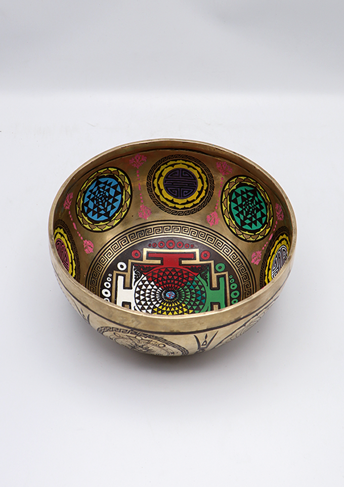 Mandala Painted Tibetan Singing Bowl 8.25"