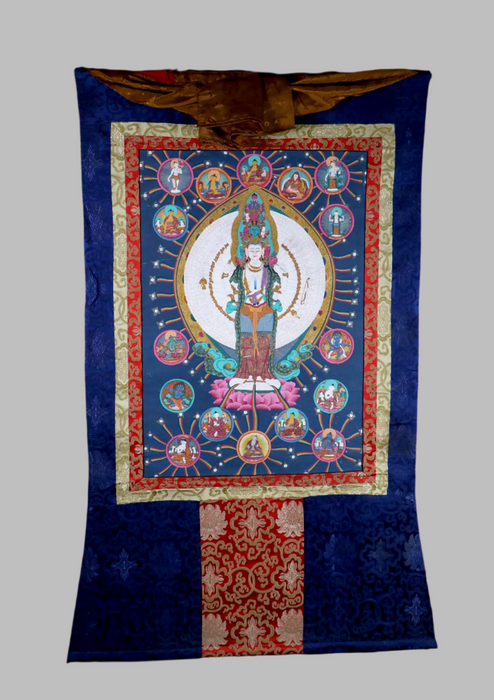 Colorful Sriyantra Mandala Brocade Thangka Painting
