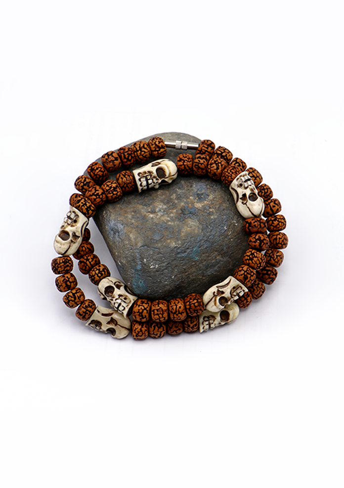 Rudraksha Mala with Skull Bone Counter