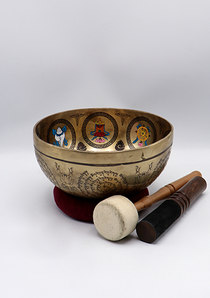 White Tara Painted Tibetan  Singing Bowl 8"