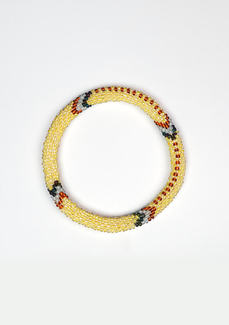 Golden Daisy Nepalese Roll Bead Bracelet