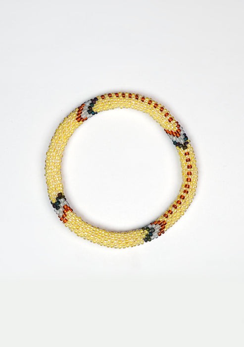 Golden Daisy Nepalese Roll Bead Bracelet
