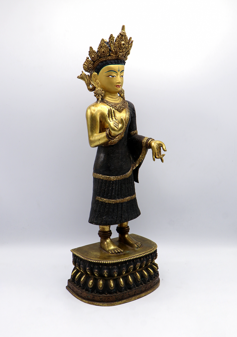 Dipankar Buddha 24 K Gold Copper Statue 19"H