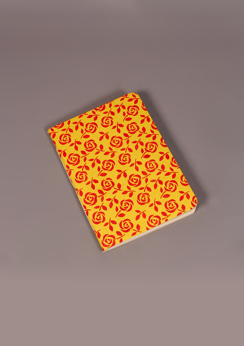 Yellow Botanical Flower Design Lokta Paper Journal