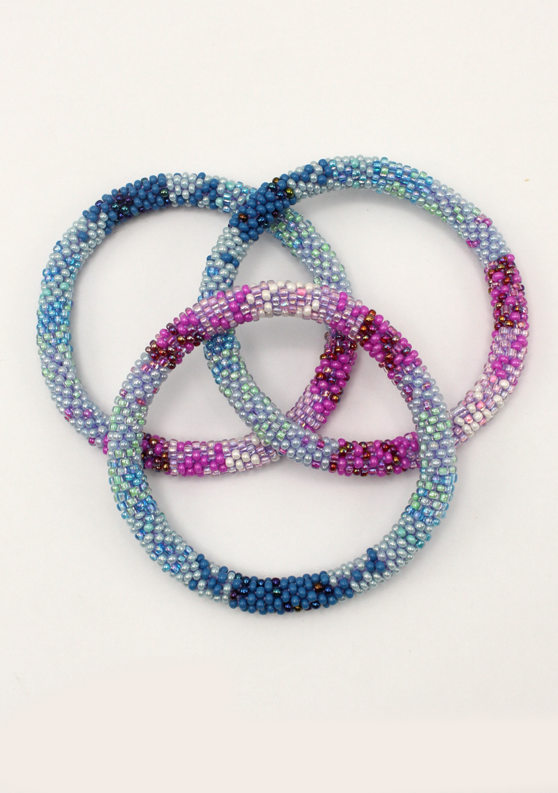 Blue Roll on Beads Bracelet
