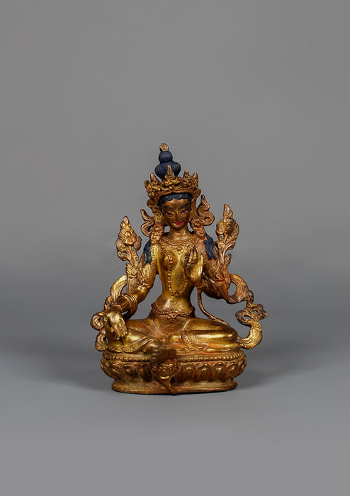 Antique Style Green Tara Statue 5.75" H
