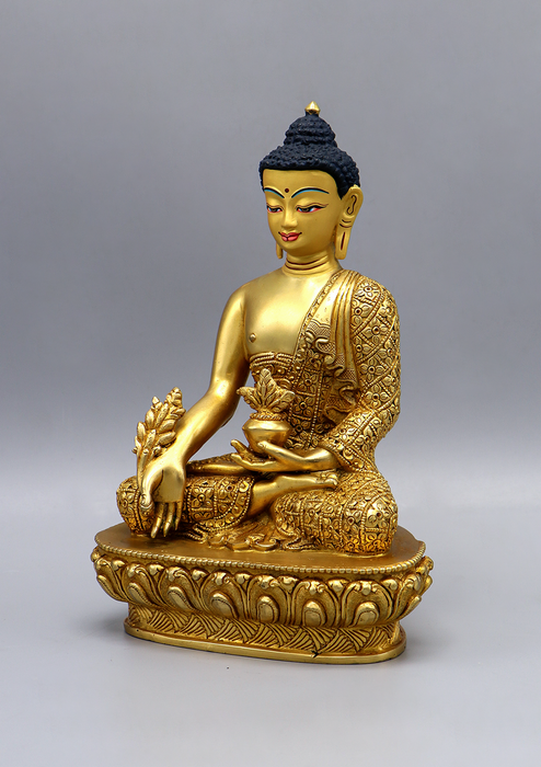 Gold Plated  Medicine Buddha Statue 8"H