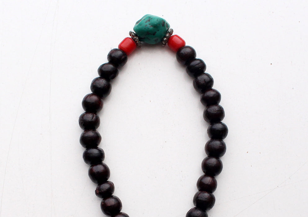 Dark Rosewood Bracelet with Turquoise Spacer
