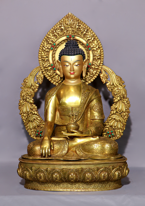 Mastercrafted  24K Gold Gilded  Shakyamuni Statue 25"H