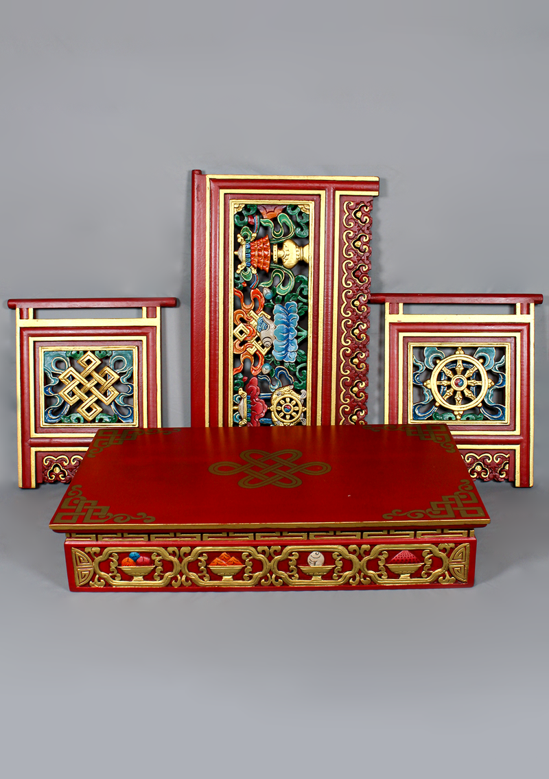 Traditional Handpainted Tibetan Folding Table from Nepal