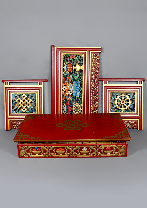 Traditional Handpainted Tibetan Folding Table from Nepal