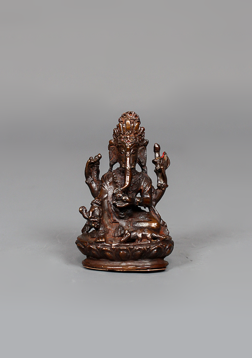 Oxidized Copper Ganesha Statue 2.75" H
