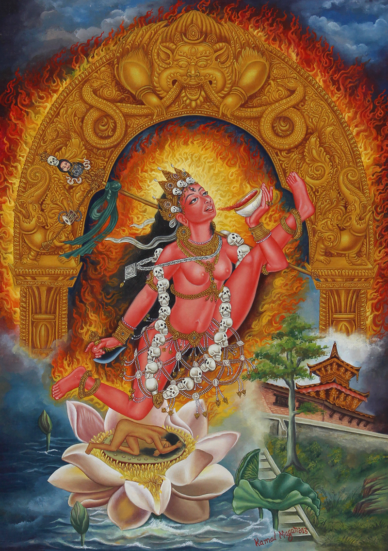 Vajrayogini  Newari  Paubha  Thangka Painting