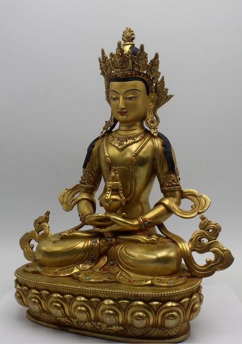 Masterpiece 24 K Gold Aparmitta 14"H Sculpture Buddhist Deity