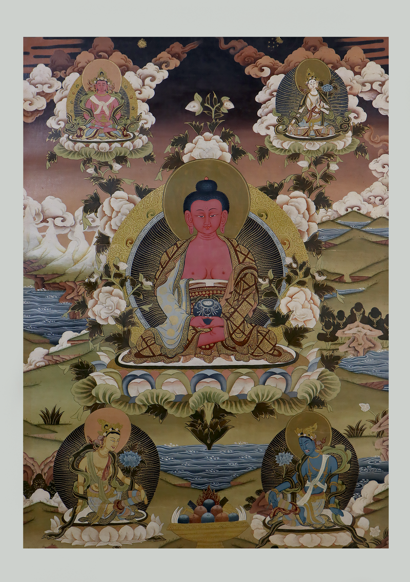 Amitabha Buddha Brocade Thangka Painting