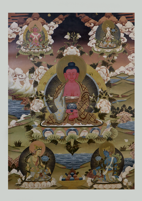 Amitabha Buddha Brocade Thangka Painting