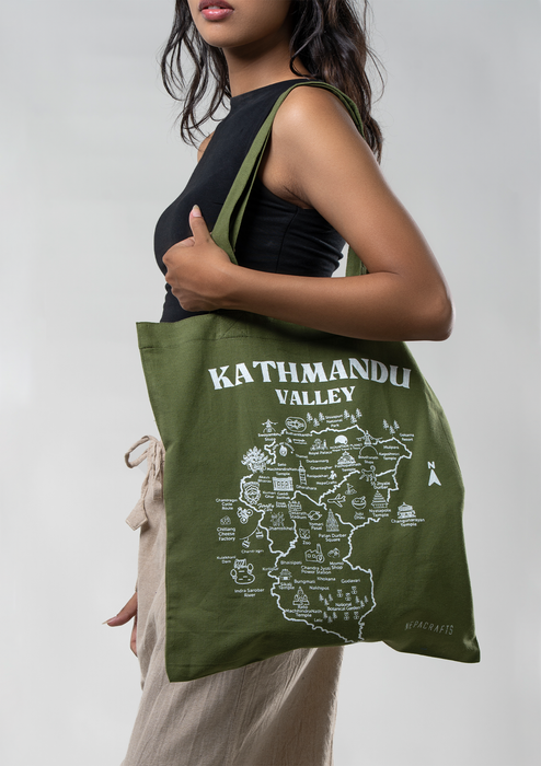 Kathmandu Valley Printed Cotton Tote Bag
