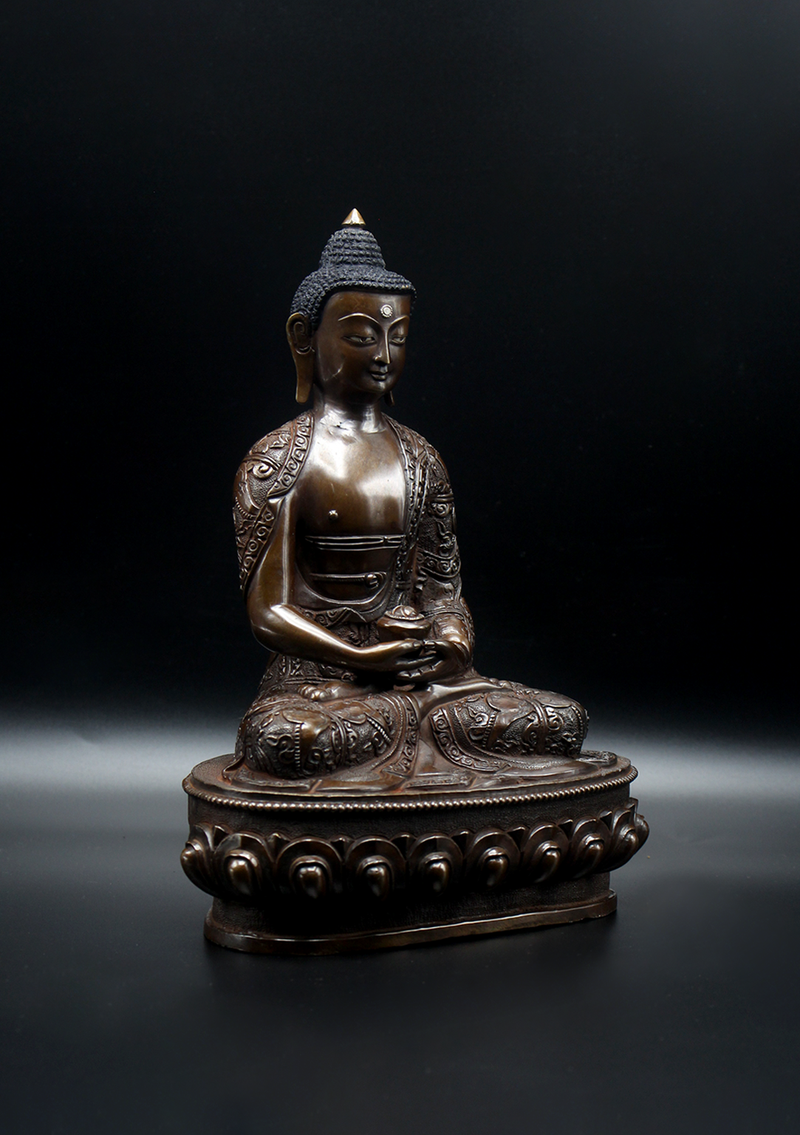 Copper Amitabha Buddha Statue 8.5"H