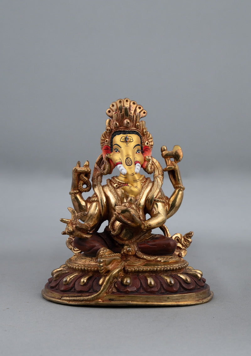 Partly Gold Plated Ganesh Statue 4.75" H